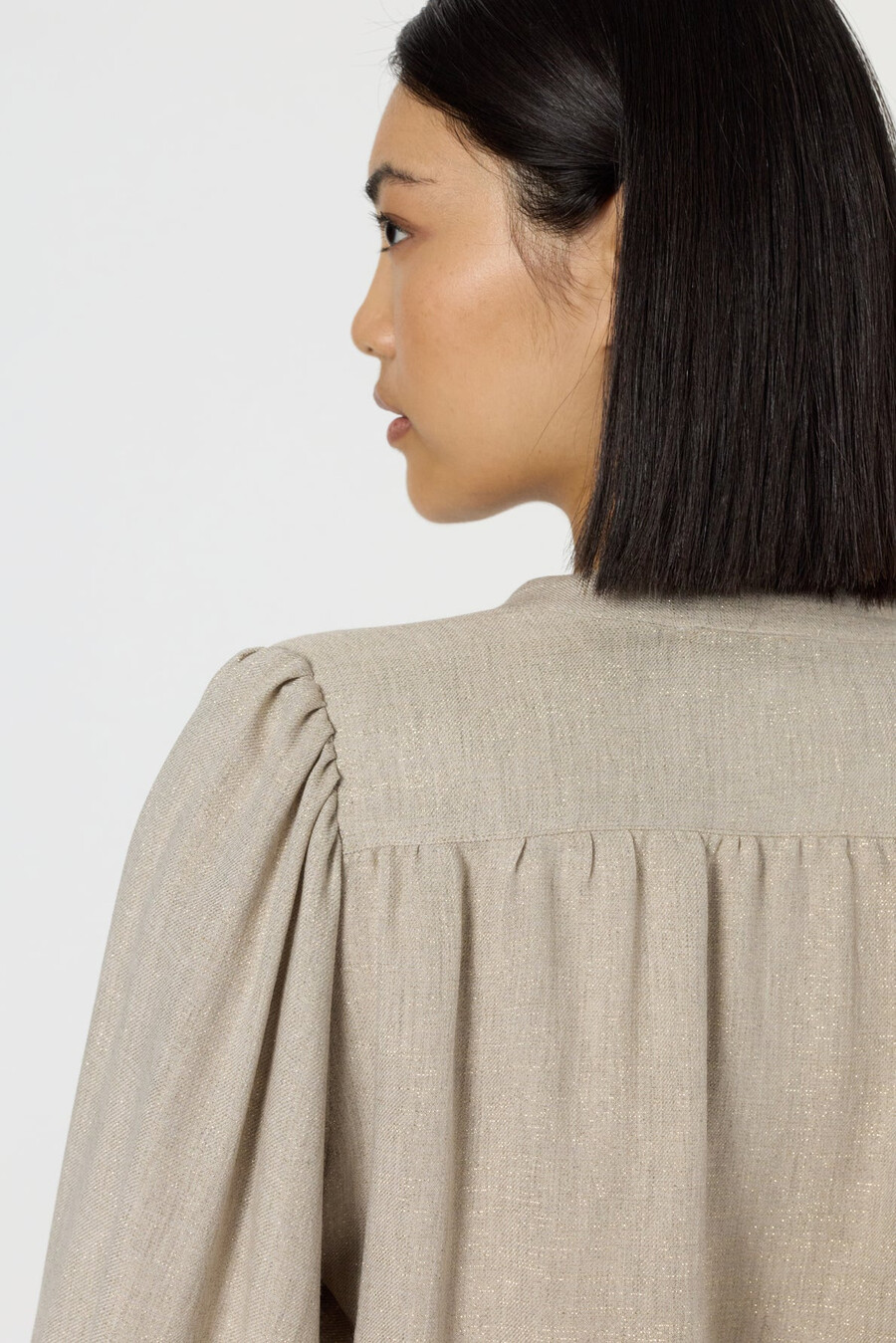camisa de cuello redondo con lurex - alana