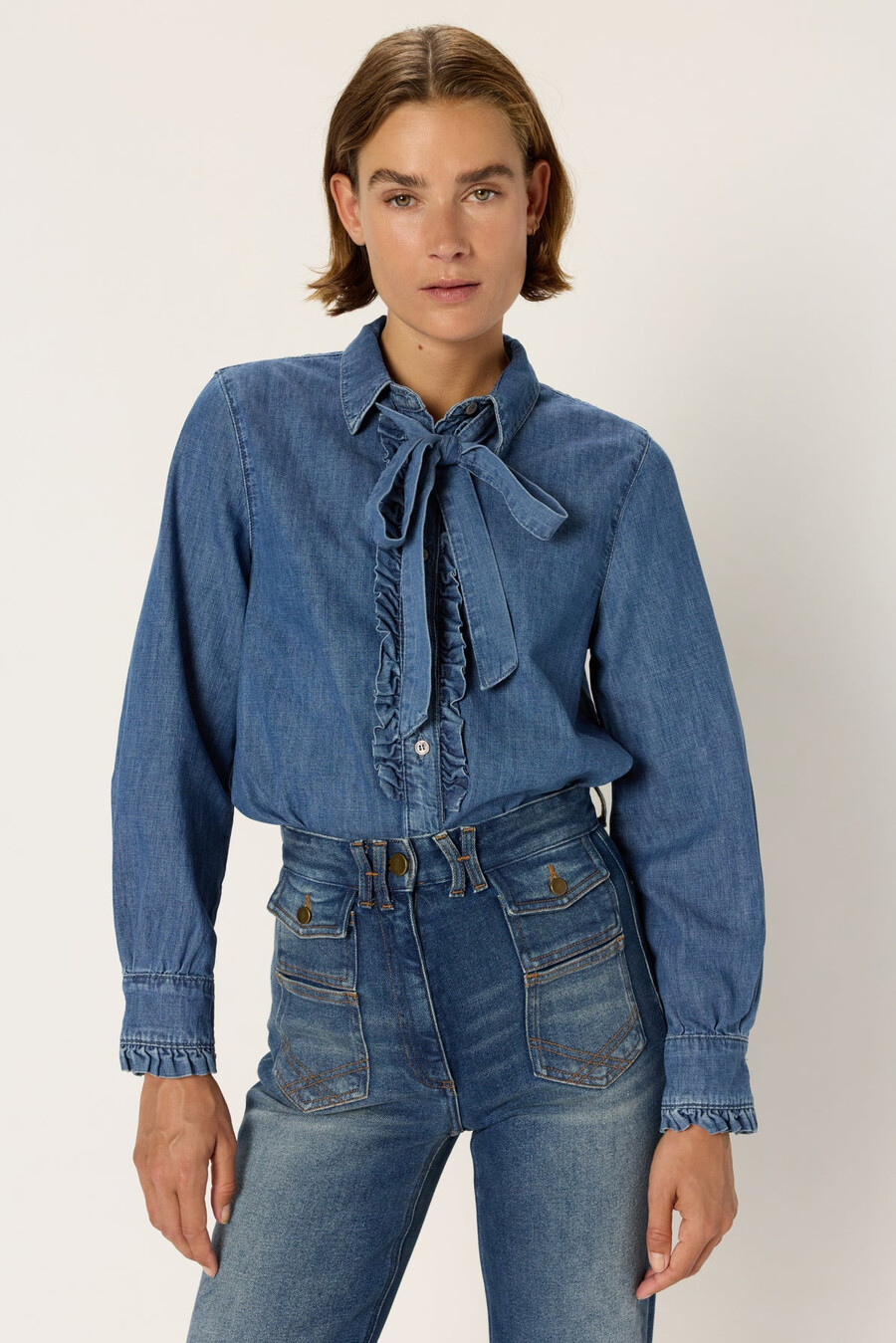 camisa vaquera con jabots - alia