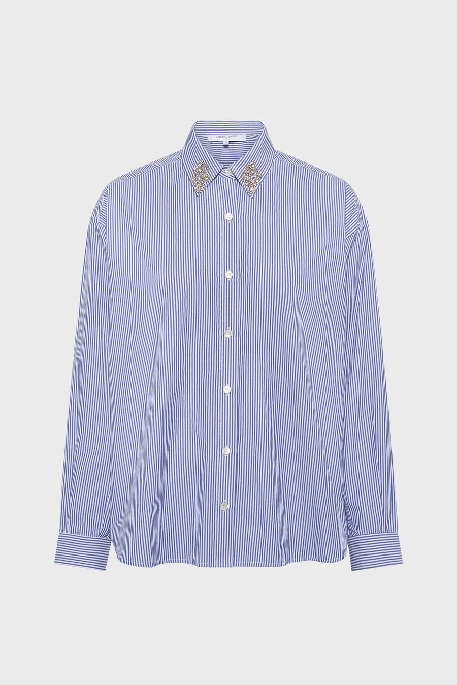 camisa de rayas con cuello de pedrería - ana