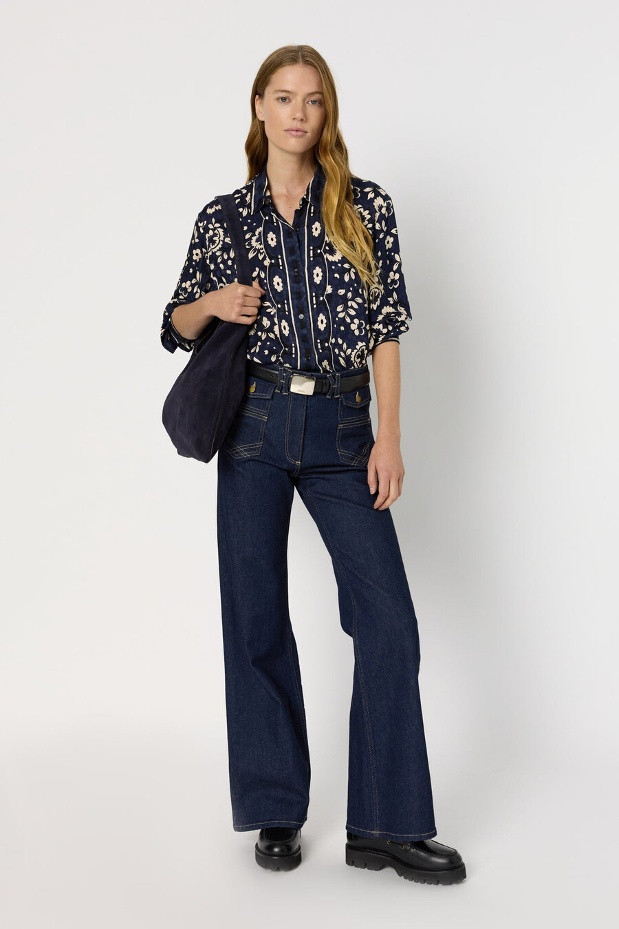 camisa de satén con estampado floral - anabelle