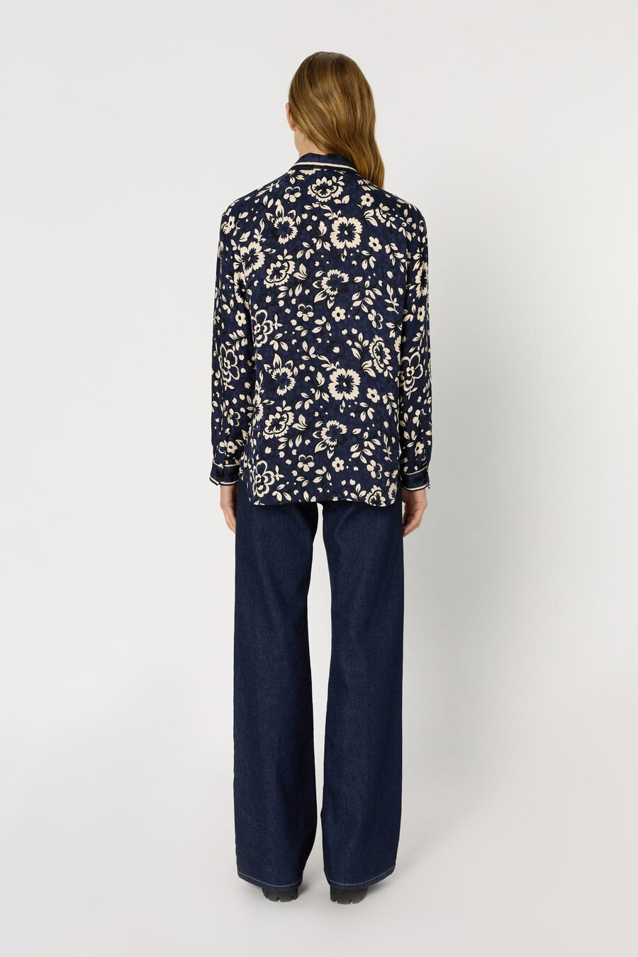 camisa de satén con estampado floral - anabelle