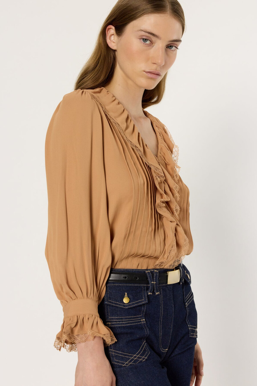 camisa de encaje con volantes - annette