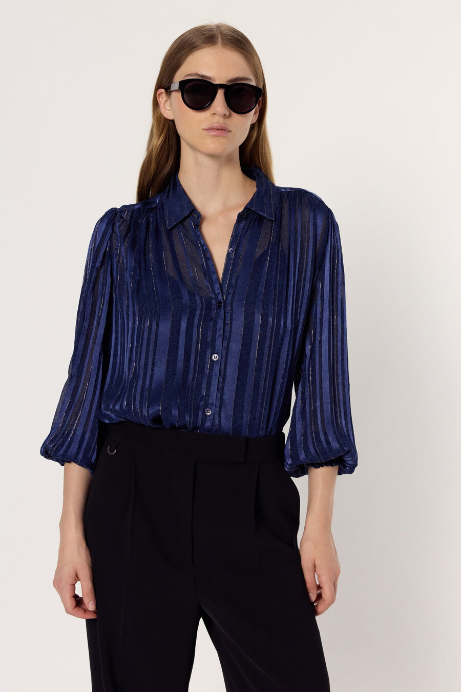 blusa suave de tacto satinado con lurex - annick