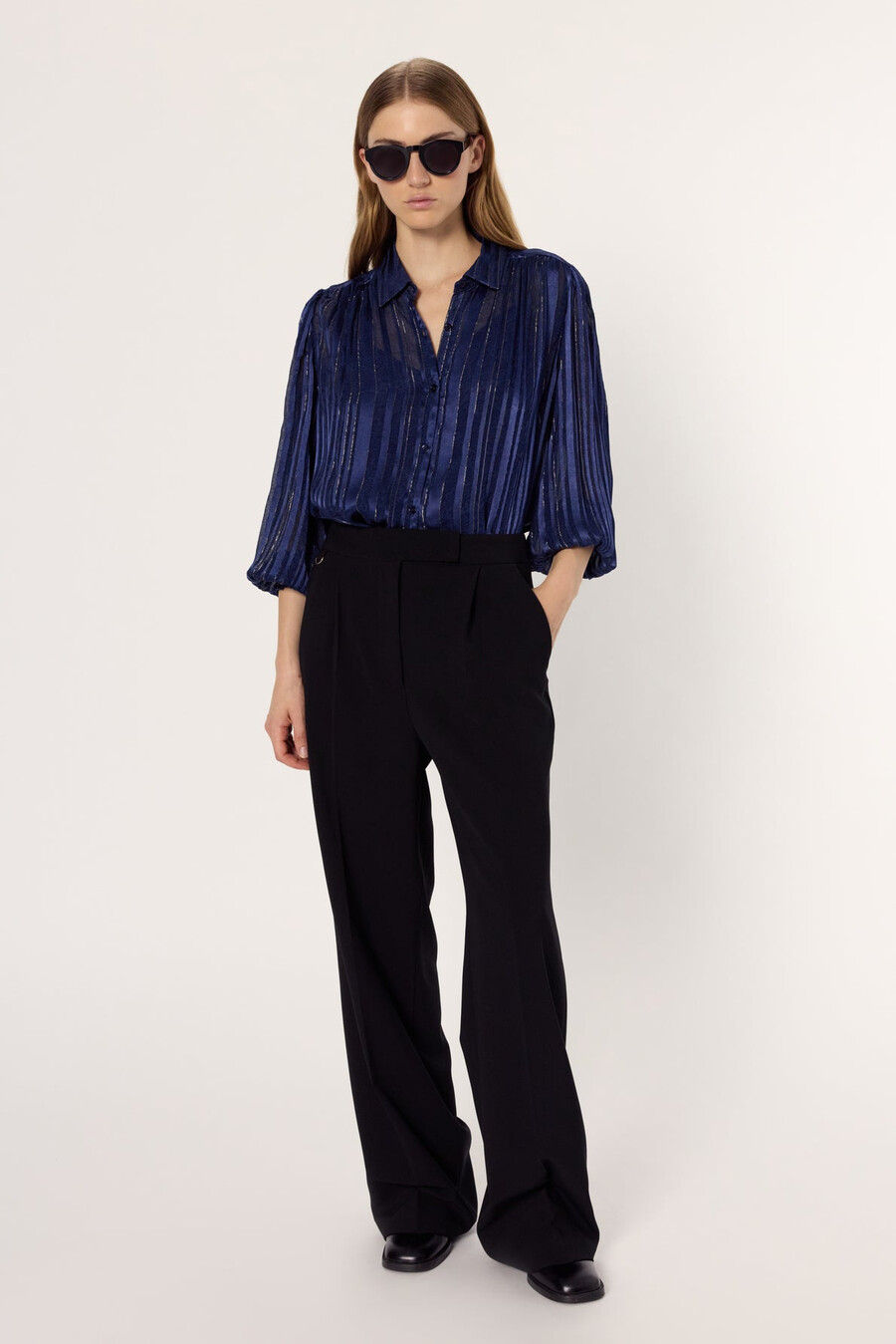 blusa suave de tacto satinado con lurex - annick