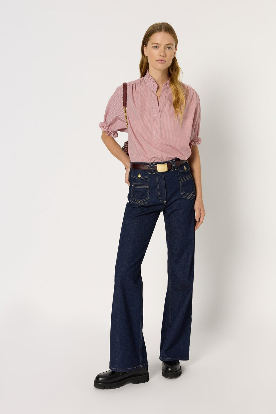 blusa de rayas con volantes - anya