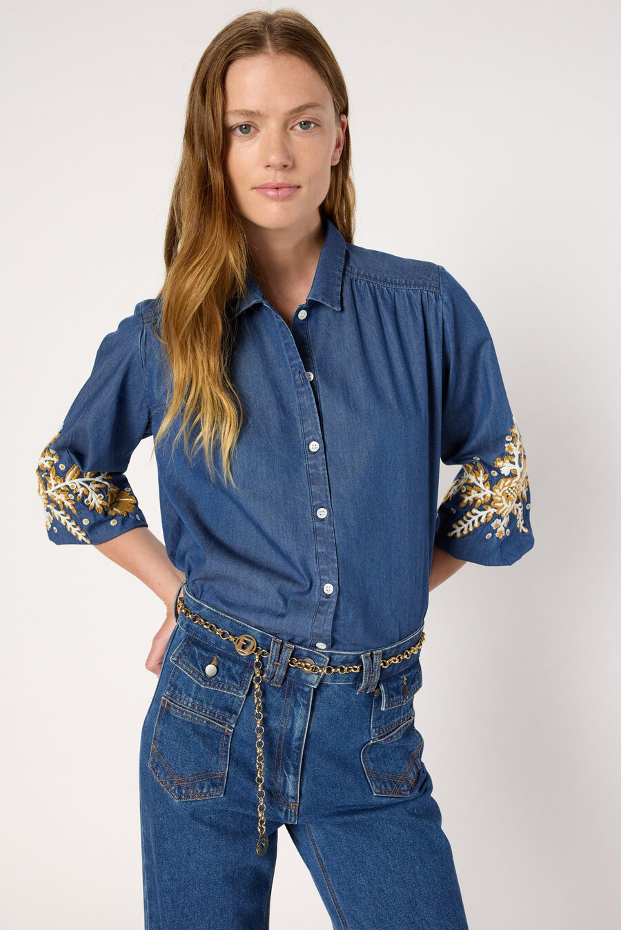camisa vaquera bordada - amelie