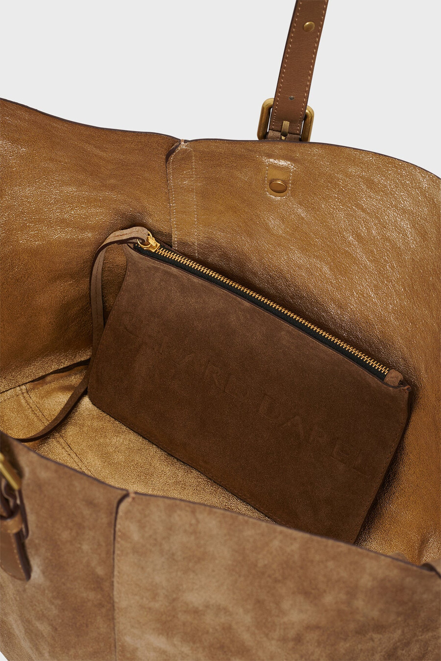 bolso shopping en piel serraje interior metalizado - simple bag