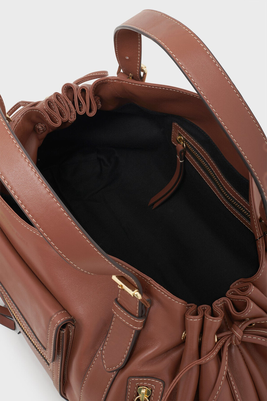 bolso de mano de piel con bolsillo con cremallera - st germain