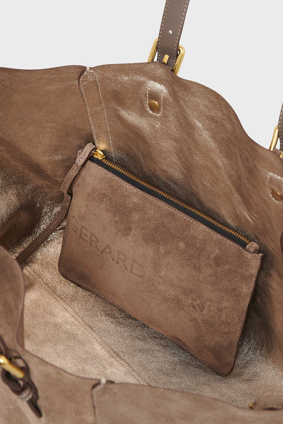 bolso shopping en piel serraje interior metalizado - simple bag