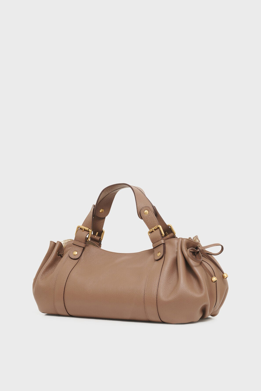 bolso de mano en piel flor con interior metalizado - 24h