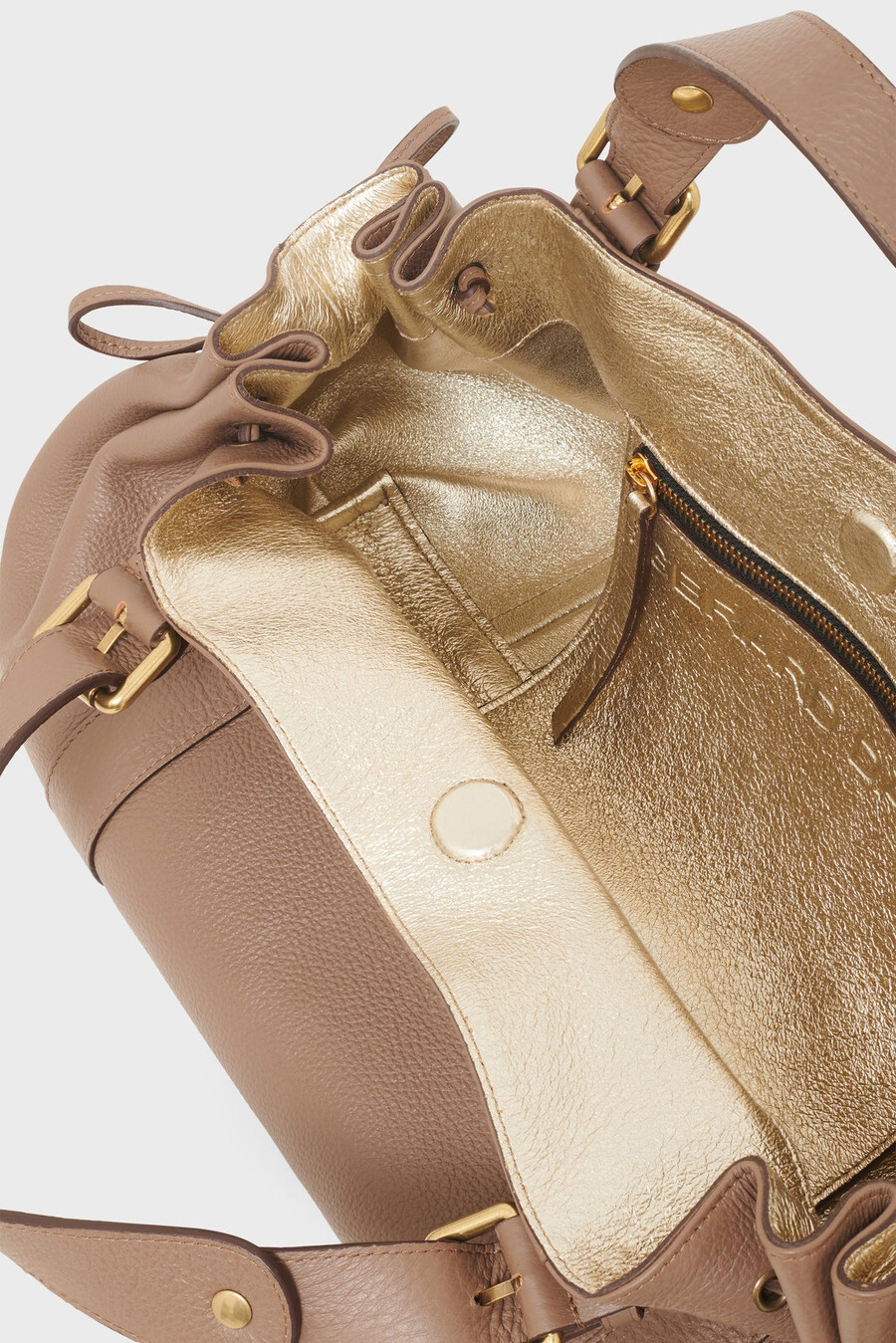 bolso de mano en piel flor con interior metalizado - 24h