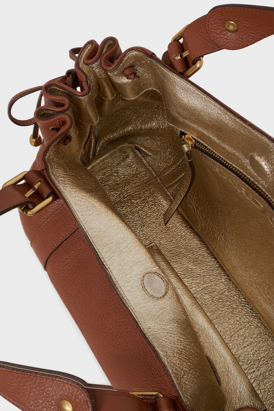 bolso de mano en piel granulada con interior metalizado - 24h