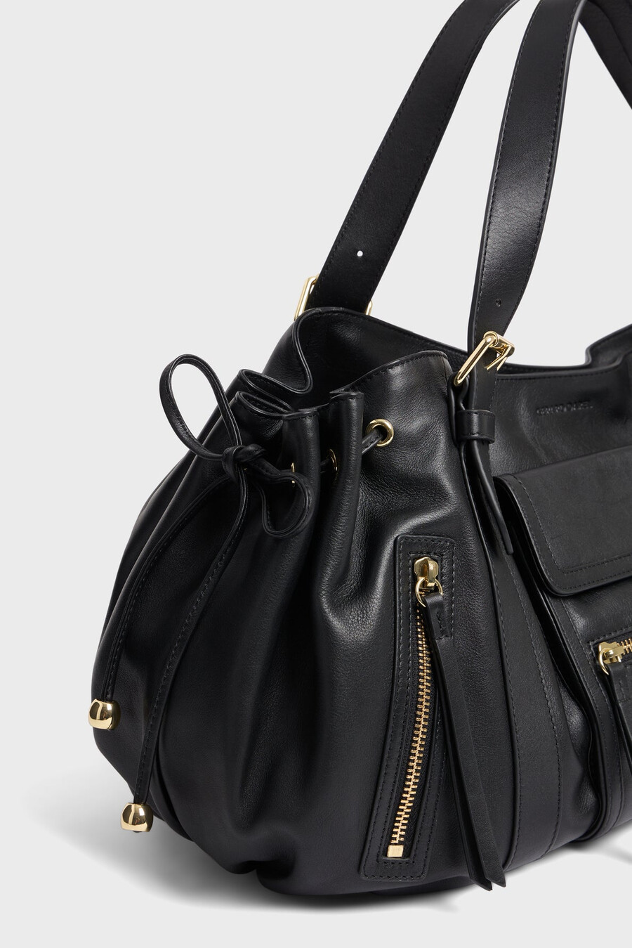 bolso de mano de piel con bolsillo con cremallera - st germain