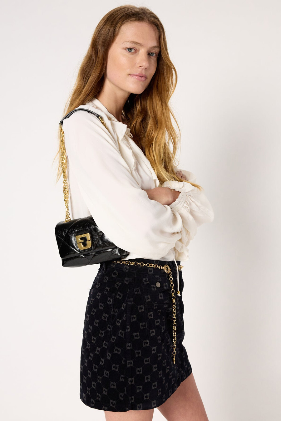 minifalda de terciopelo con monograma - imma